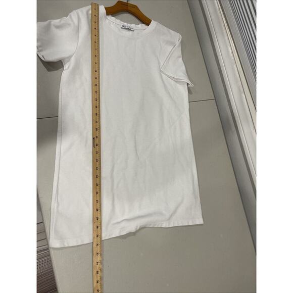 Zara Women M Shift Dress Crew Neck Short Sleeve Cotton Blend Ribbed T Shirt Prep - Picture 7 of 10